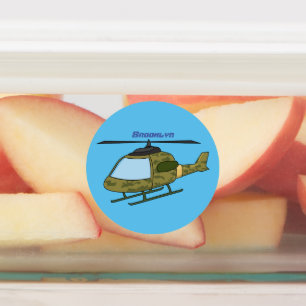 Cute army camoflage helicopter cartoon