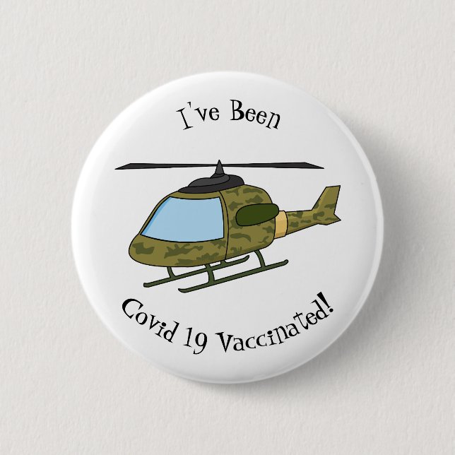 Cute army camoflage helicopter cartoon 2 inch round button (Front)