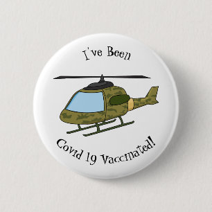 Cute army camoflage helicopter cartoon 2 inch round button