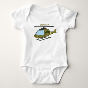Cute army camoflage helicopter cartoon  baby bodysuit