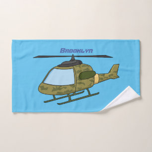 Cute army camoflage helicopter cartoon bath towel set