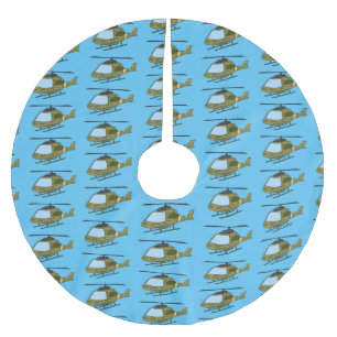 Cute army camoflage helicopter cartoon brushed polyester tree skirt