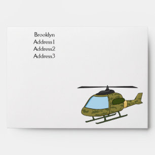 Cute army camoflage helicopter cartoon envelope