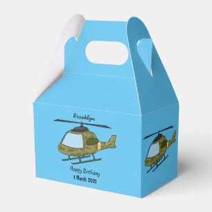 Cute army camoflage helicopter cartoon favor box