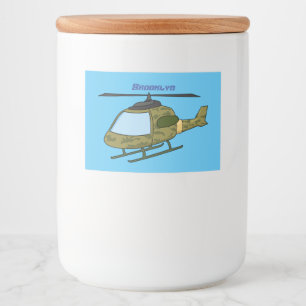Cute army camoflage helicopter cartoon food label