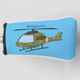 Cute army camoflage helicopter cartoon golf head cover