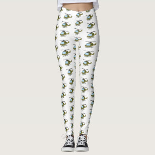 Cute army camoflage helicopter cartoon  leggings