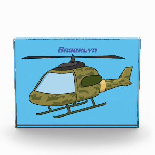 Cute army camoflage helicopter cartoon photo block