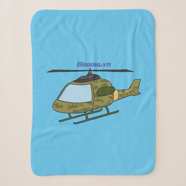 Cute army camoflage helicopter cartoon  sherpa blanket (Front)
