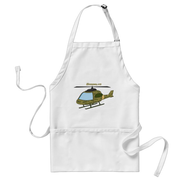 Cute army camoflage helicopter cartoon standard apron (Front)