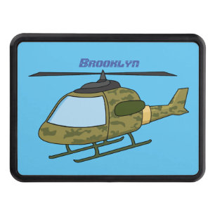 Cute army camoflage helicopter cartoon trailer hitch cover