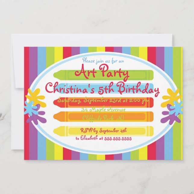 Cute Art & Craft Party Birthday Invitations (Front)