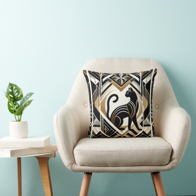 Cute art deco style cats Throw Pillow  (Chair)