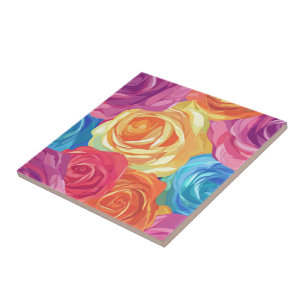 Cute Art Nouveau Rose Ceramic Tile
