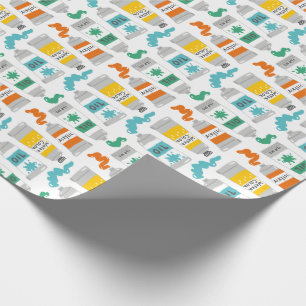Cute Art Paint Tubes on white Wrapping Paper