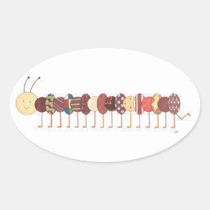 Cute Art Stickers-Caterpillar #2-Erin Brie Art Ova Oval Sticker