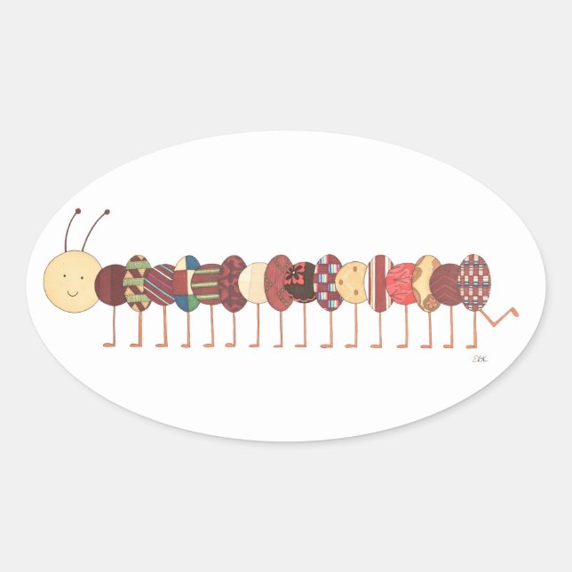 Cute Art Stickers-Caterpillar #2-Erin Brie Art Ova Oval Sticker (Front)
