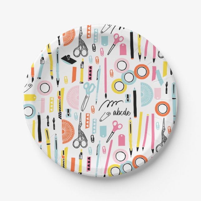 Cute Art Supplies Paper Plates (Front)