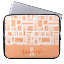 Cute Art Supplies Peach Orange Pattern Monogram