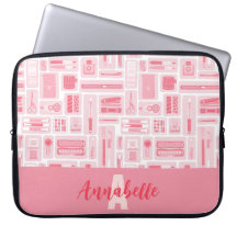 Cute Art Supplies Pink Pattern Monogram