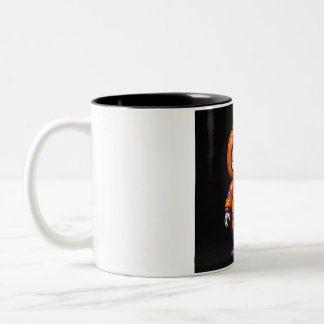 Cute Art Toy Skeleton Halloween Design Two-Tone Coffee Mug