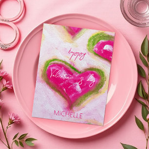 Cute Artistic Hot Pink Hearts  Postcard