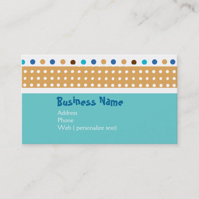 Cute Artistic Whimsical Polkadots Patterns Business Card (Front)