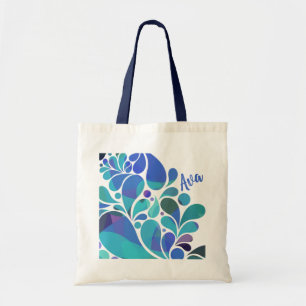 Cute Artsy Aqua Blue, Purple Watercolor Pattern Tote Bag