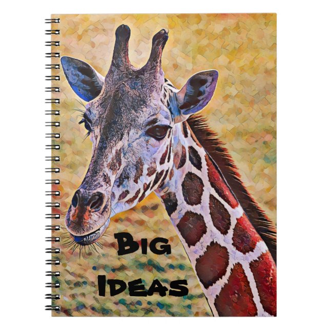 Cute Artsy Giraffe Big Ideas Journal Notebook (Front)