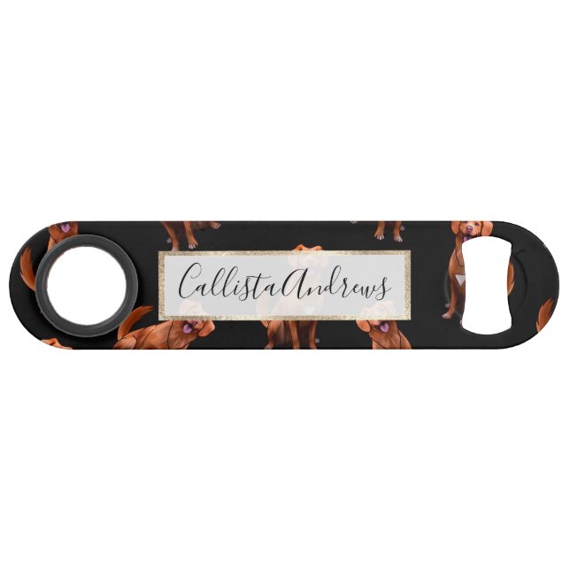 Cute Artsy Golden Retriever Dog Pattern Bar Key (Front (Horizontal))