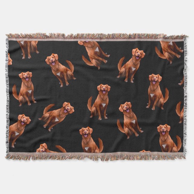 Cute Artsy Golden Retriever Dog Pattern Throw Blanket (Front)