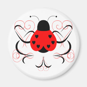 Cute Artsy Heart Ladybug Magnet