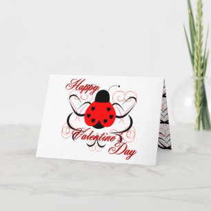 Cute Artsy Valentine Heart Ladybug Greeting Card