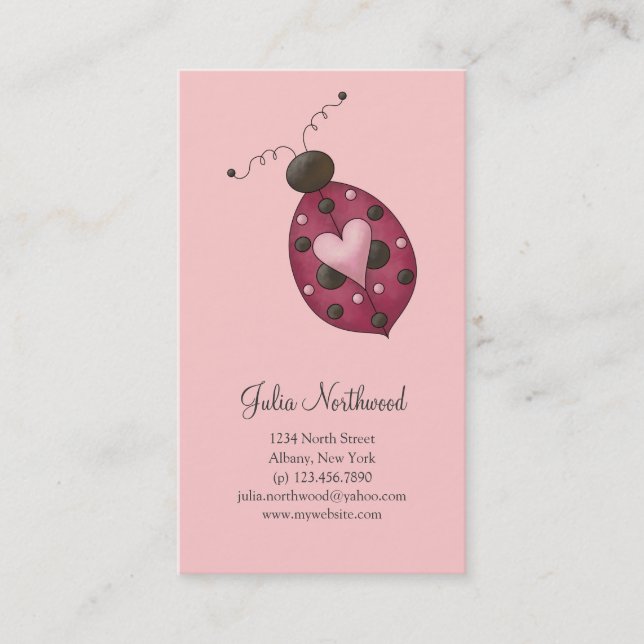 Cute as a Bug · Cerise Ladybug Business Card (Front)