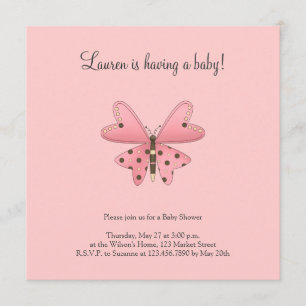 Cute as a Bug · Pink & Brown Butterfly Invitation