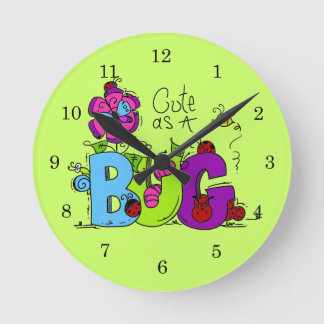 Cute as a Bug Round Clock