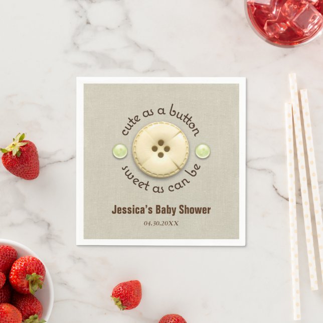 Cute as a Button Baby Shower Napkin (Insitu)
