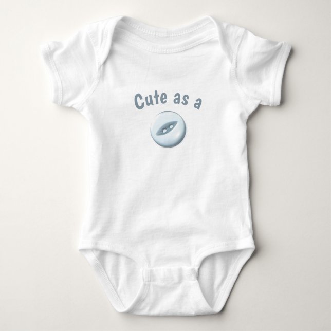 Cute as a Button Blue Baby Bodysuit (Front)