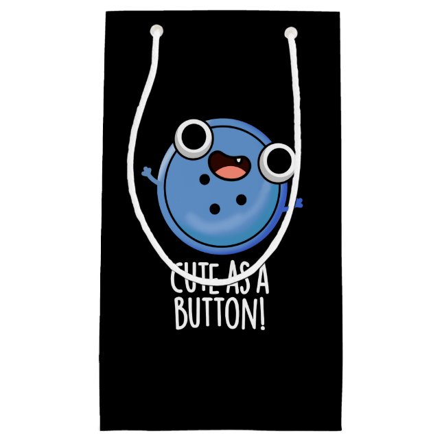 Cute As A Button Funny Sewing Pun Dark BG Small Gift Bag (Front)