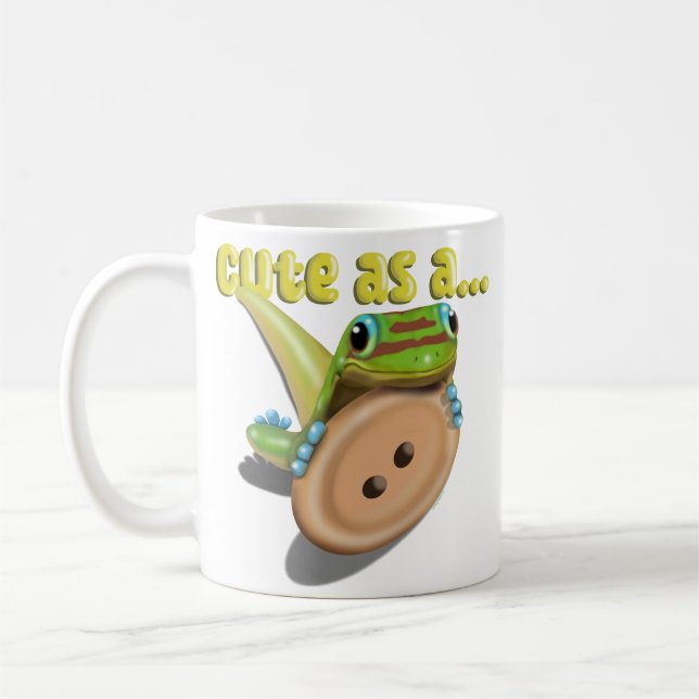Cute as a Button — GECKO Coffee Mug (Left)