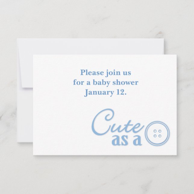 Cute as a Button Invitation (Front)