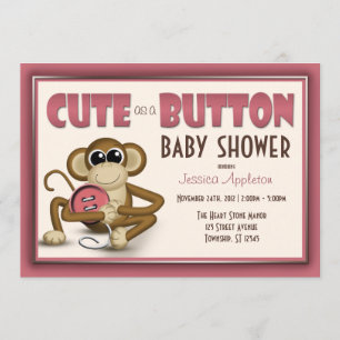 Cute as a Button Pink Baby Shower Invitation