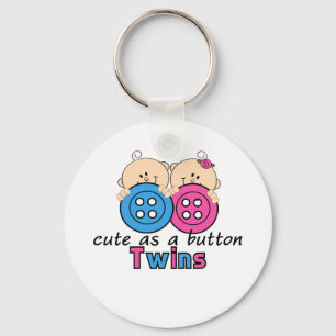 Cute As A Button Twin Girl & Boy Keychain