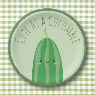 Cute As a Cucumber Funny Cutecumber Paper Plate
