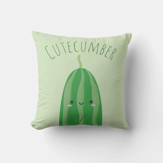 Cute As a Cucumber Funny Kawaii Cutecumber Name Throw Pillow (Front)