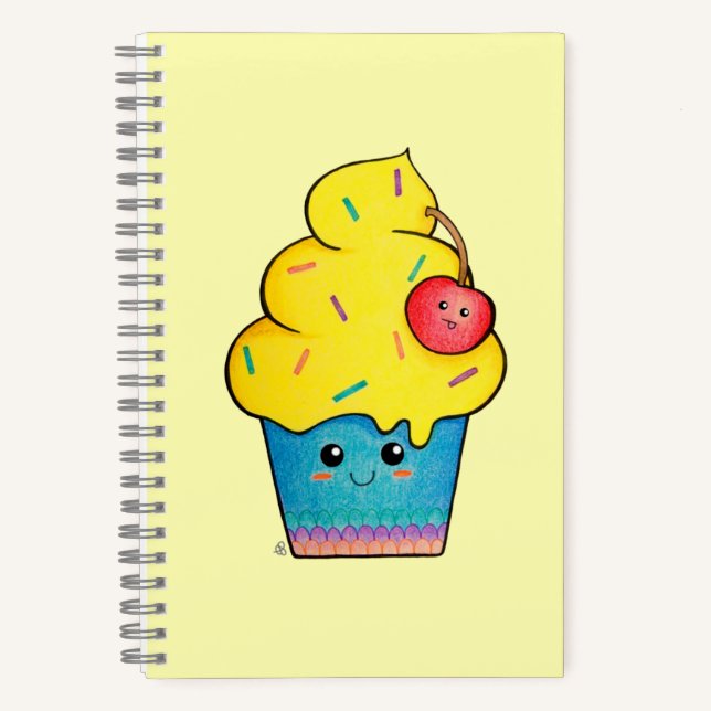 Cute as a Cupcake, Kawaii Cartoon Notebook (Front)