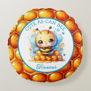 Cute as Can Bee Honey bee Baby Boy's Round Pillow