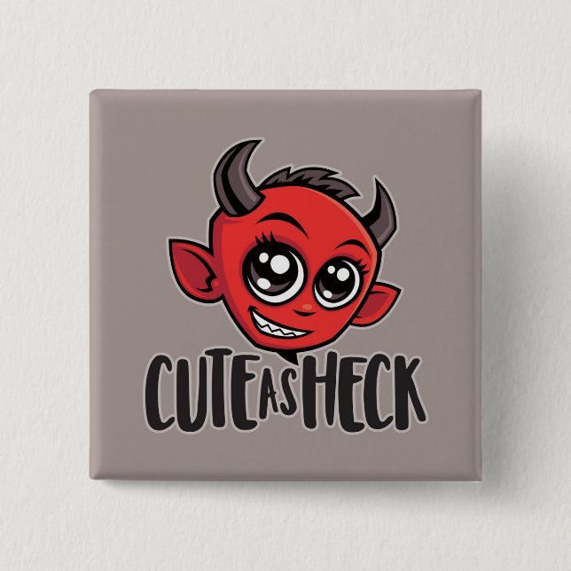 Cute as Heck Devil 2 Inch Square Button (Front)