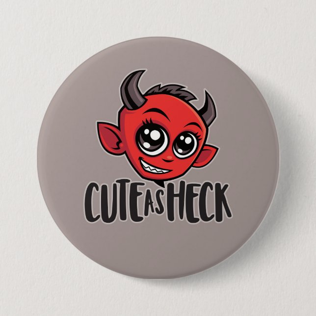 Cute as Heck Devil 3 Inch Round Button (Front)