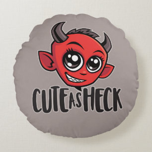 Cute as Heck Devil Round Pillow